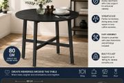 Round Black Dining Table Modern Industrial Kitchen &amp; Dining Room Table 80cm