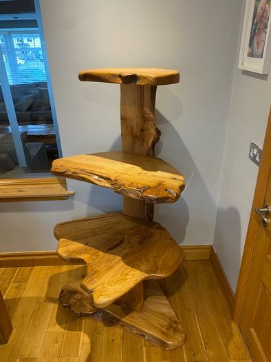 wooden table and lamp set