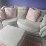 Grey Fabric Sofa & Matching Footstool Image 3