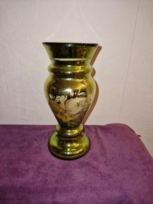 Vintage green glass vase