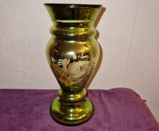 Vintage green glass vase