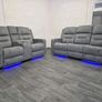 Titan 3+2 Electric Grey Fabric Recliner Sofa Set Image 2