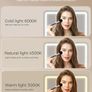 Makeup Table with Mirror and Stool, Vanity Dressing Table Set with 3 Color Adjustable Brightness LED Lights, 2 Large Storage Drawers and Metal Frame for Bedroom, White and Gold Image 2