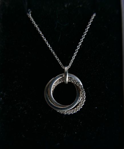 Sterling Silver 925 Cubic Zirconia Polished Triple Circle Pendant and Chain in the original box L 17" - 4,65g