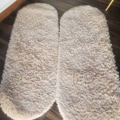 Anti Slip Cream Shaggy Mats x2
