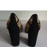 Le Babe Mirror 5019 Black Gold Embroidered Block Heel Court Shoes EU36 BNIB CAN POST Image 9