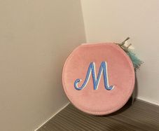 M embroidered jewellery storage