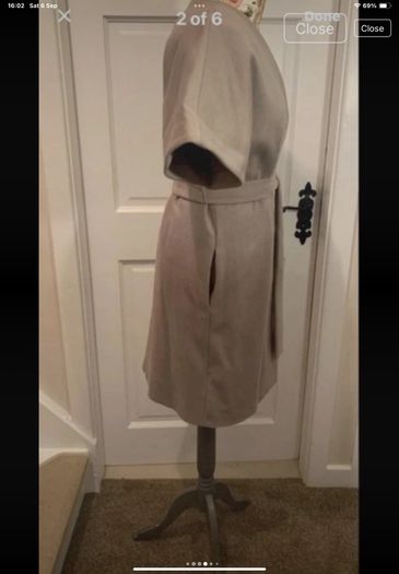 coat oasis size medium tie belted oatmeal beige coat