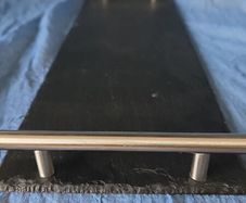 Slate serving tray with metal handles
