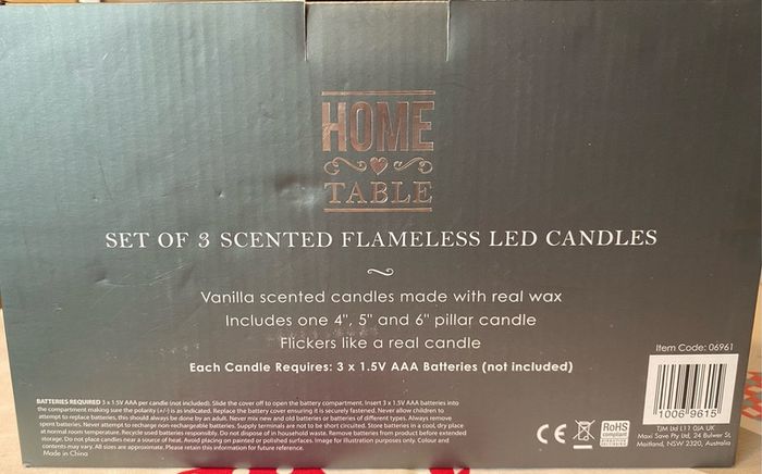 Set Of 3 Vanilla Scented Flameless Led Candles