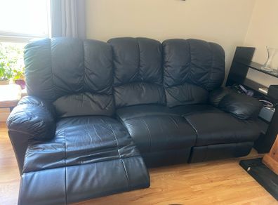 black leather sofa recliner -detachable chairs