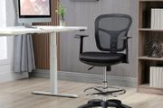 Drafting Chair Desk Chair Computer Chair, incl. footrest, height-adjustable, 59 x 59 x 115 cm, Black