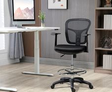 Drafting Chair Desk Chair Computer Chair, incl. footrest, height-adjustable, 59 x 59 x 115 cm, Black