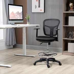 Drafting Chair Desk Chair Computer Chair, incl. footrest, height-adjustable, 59 x 59 x 115 cm, Black