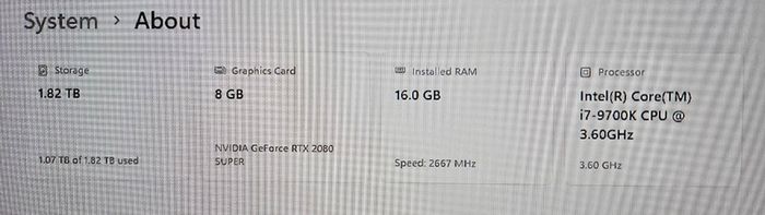 Gaming PC - RTX 2080 / i7-9700K - Fresh Windows 11 Install - Excellent Condition