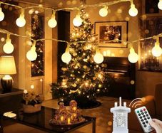 Globe String Lights Waterproof, 15M/49ft 120 LED Fairy Lights Plug in, 8 Modes Christmas Lights Outdoor/Indoor, Garden Lights for Patio, Gazebo, Bedroom, Party Decorations (FREE POSTAGE)