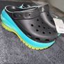 Crocs Classic Mega Crush Chunky platform sole Clogs Black Aqua/Lime UK 5 New Image 2