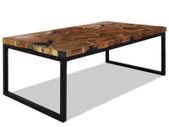 Coffee Table Teak Resin 110x60x40 cm Black and Brown