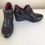 Jose Saenz Ladies Navy Blue Leather bootie wedge size 5 Eu 38 Image 2