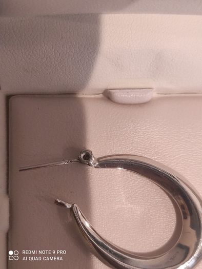 Silver 925 oval shape hoop earrings