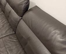DFS Dark Brown Leather 3-Seater Chaise Sofa - Excellent Condition