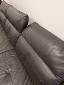 DFS Dark Brown Leather 3-Seater Chaise Sofa - Excellent Condition