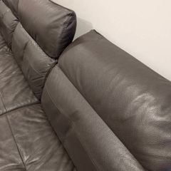 DFS Dark Brown Leather 3-Seater Chaise Sofa - Excellent Condition