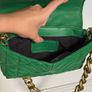 Zara Green Quilted Shoulder Bag with Gold Large Chain Image 6