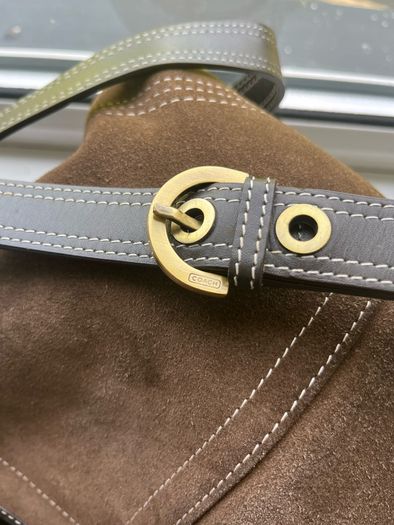 Coach Handbag Suede Brown Handbag