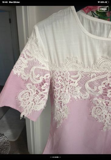 short sleeve pink & white top uk size 8 rant & rave brand