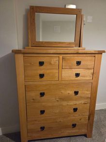 Solid Oak Drawers with Mirror