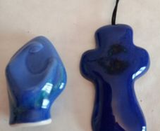 Vintage Achill Studio Pottery Cross & Religious Status