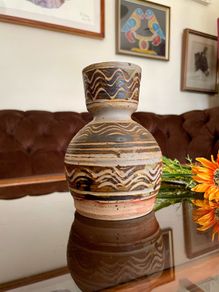 Vintage Hand Thrown Studio Bottle Vase MCM Scandinavian Modern in Style