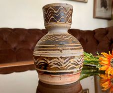Vintage Hand Thrown Studio Bottle Vase MCM Scandinavian Modern in Style
