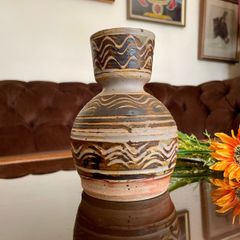 Vintage Hand Thrown Studio Bottle Vase MCM Scandinavian Modern in Style