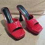 Sexy red chunky high heels for crossdresser Image 3