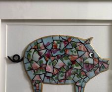 Handmade Framed Pig Pique Assiette Mosaic