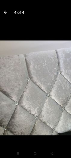 Crushed velvet double bed with studs