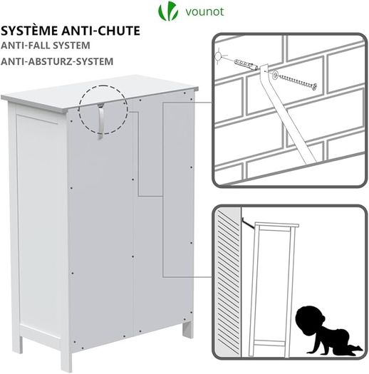 Bathroom Floor Storage Cabinet, Freestanding Storage Unit with Adjustable Shelf, 4 Drawers & Door, for Bedroom, Kitchen, Living Room, Entryway, White