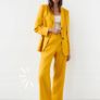 Zara Mustard Yellow Single-Breasted Linen Tailored Blazer Jacket Size S Image 3