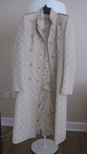 Stunning Karen Millen Military Style Coat Beige Grey Size UK 8