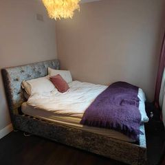 Silver Crushed Velvet King Bed (price drop for quick sale)