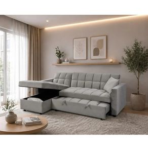 Pull-Out Sofa Bed Kris Grey With Storage Chaise
