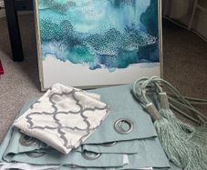 Turquoise cushions, tiebacks pictures and cushion covers
