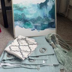 Turquoise cushions, tiebacks pictures and cushion covers
