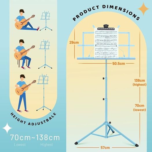 Sheet Music Stand Metal Portable with Carrying Bag, Sheet Music Folder, Projector Stand, Portable Podium Stand, Laptop Stand Pink