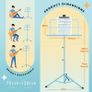 Sheet Music Stand Metal Portable with Carrying Bag, Sheet Music Folder, Projector Stand, Portable Podium Stand, Laptop Stand Pink Image 2
