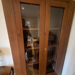 Walnut glass display cabinet