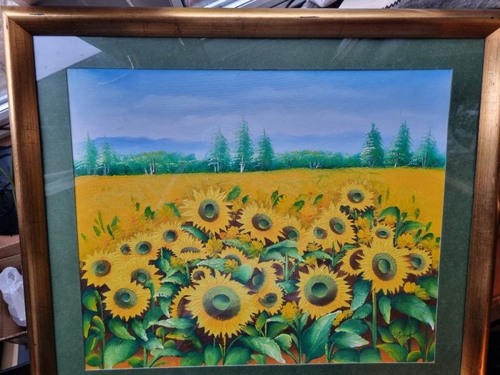 Large and Sunflower Oil Painting by C. R. Benoit