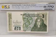 Ireland 1989 1 Ponund Queen Medb Banknote Note PCGS 66PPQ GEM UNC